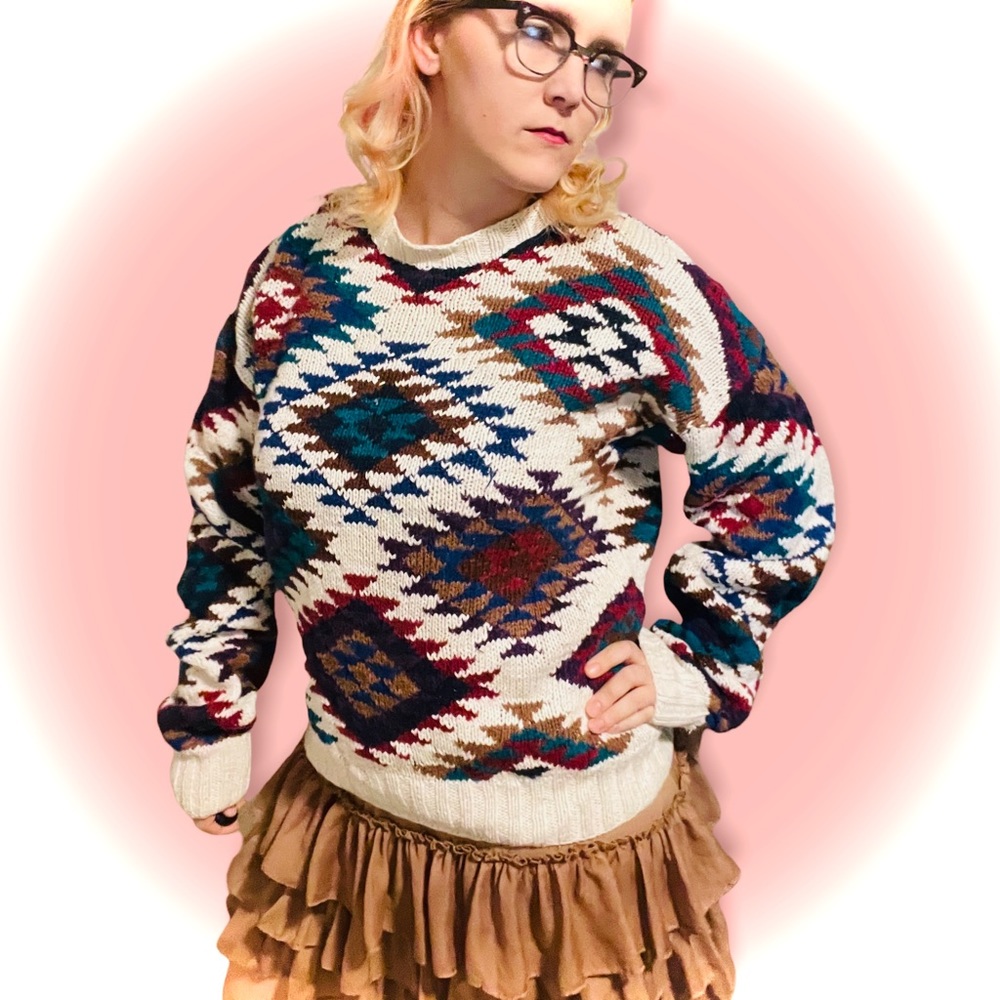 Vintage 90s grandma grandpa sweater size large